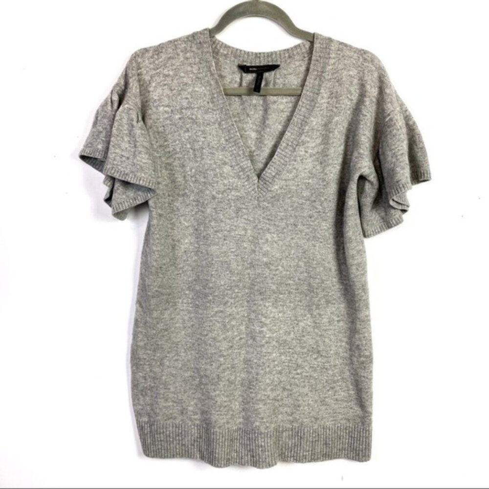 BCBGMaxAzria Flutter Sleeve Lambs Wool Sweater S